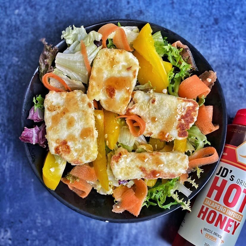 Hot Honey Halloumi Salad - JD's Hot Honey