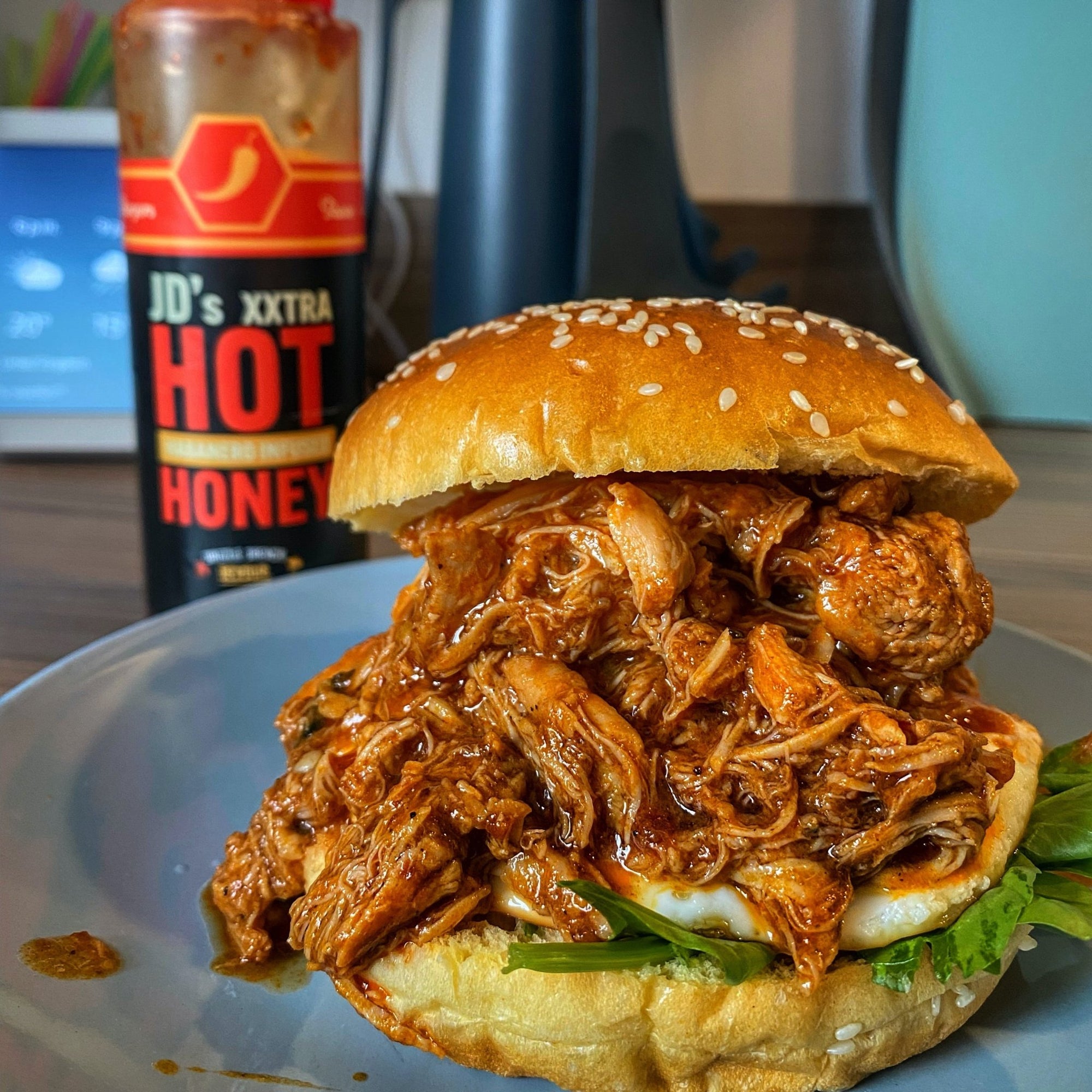 XXTRA Hot Pulled Pork Burgers - JD's Hot Honey